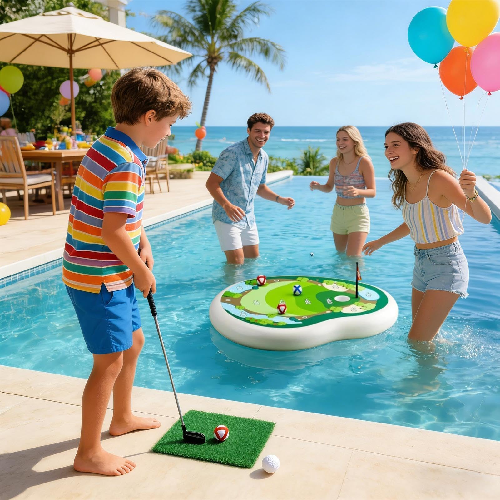 Jeux de Piscine | de Golf Flottante en PVC Réglable,Jeux de Golf dans la Piscine,pour, garçons, Filles, Maison, extérieur, lac, rivière, Plage,