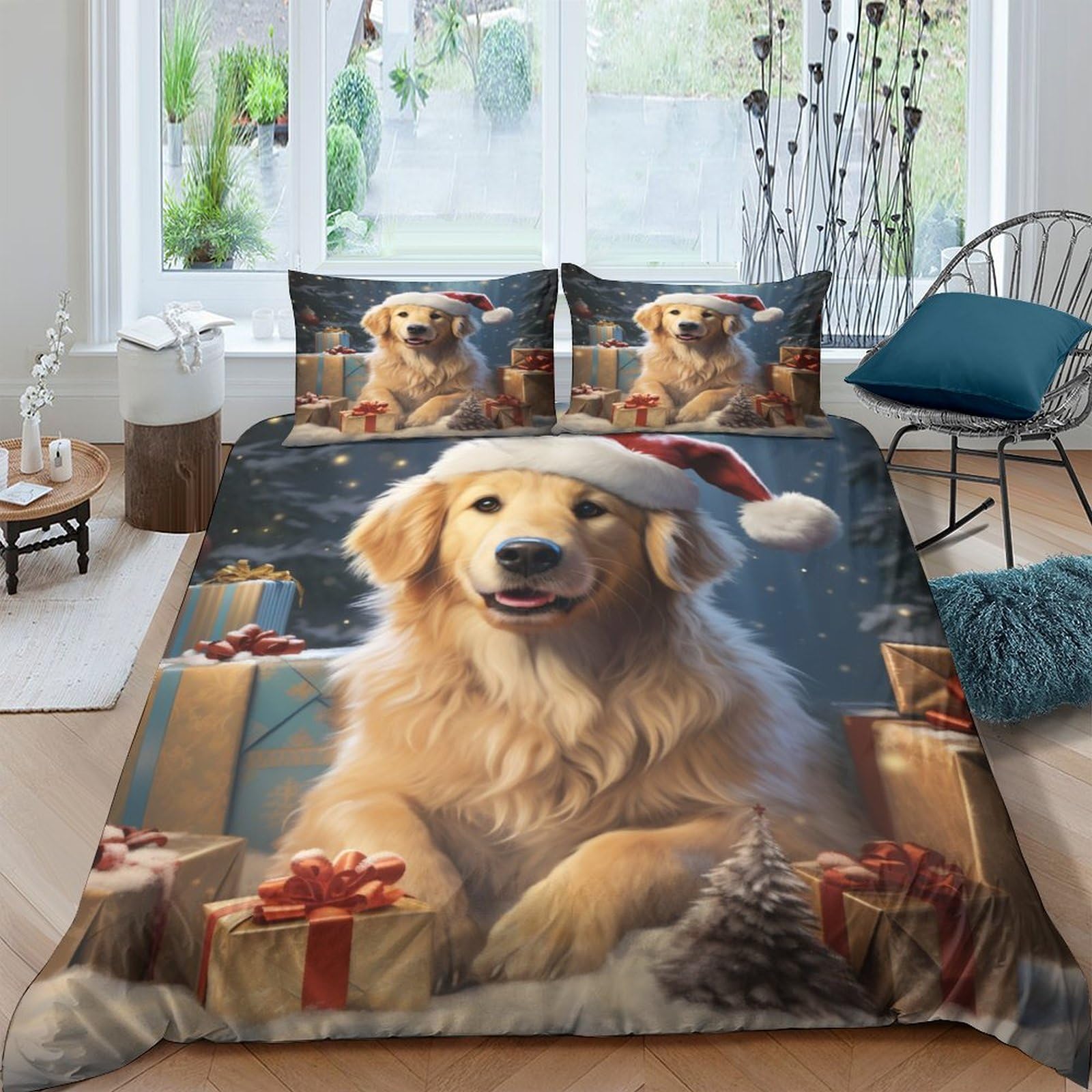 Housse de couette Chien de Noël 220x240, une idée cadeau de lit idéale