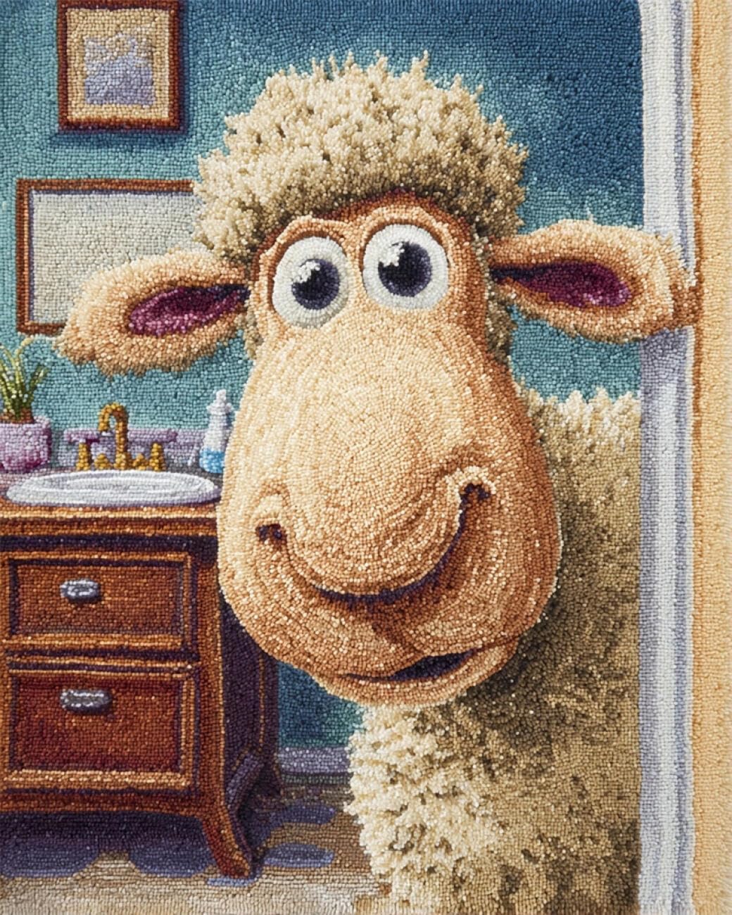Henypt DIY Latch Hook Rug Kits Cartoon Sheep 90x120cm
