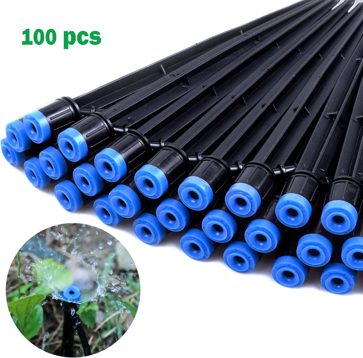 MIXC 100PCS Drip Emitters Fan Shape with Stake Water Flow Adjustable for 1/4 inch Irrigation Tube Hose, 360 Degree Sprayer Perfect for Irrigation System Watering Kits for Garden Patio Lawn Flower Bed : Garden & Outdoor