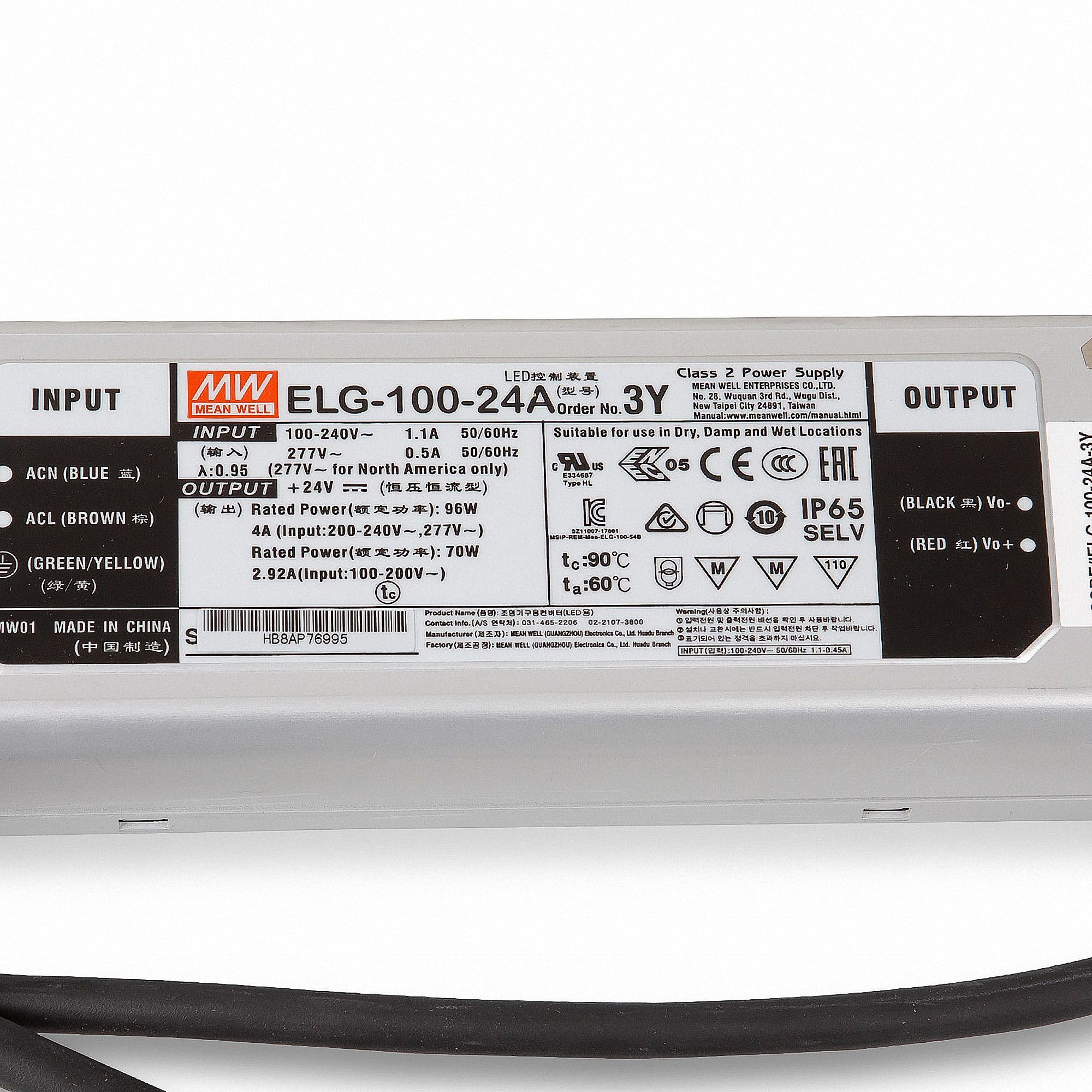 ELG-100-24A-3Y LED Netzteil Trafo Mean Well ELG-100-24A-3Y SNT 26.4 V/DC/0-4 A/ 96W IP65 Transformator für Beleuchtung