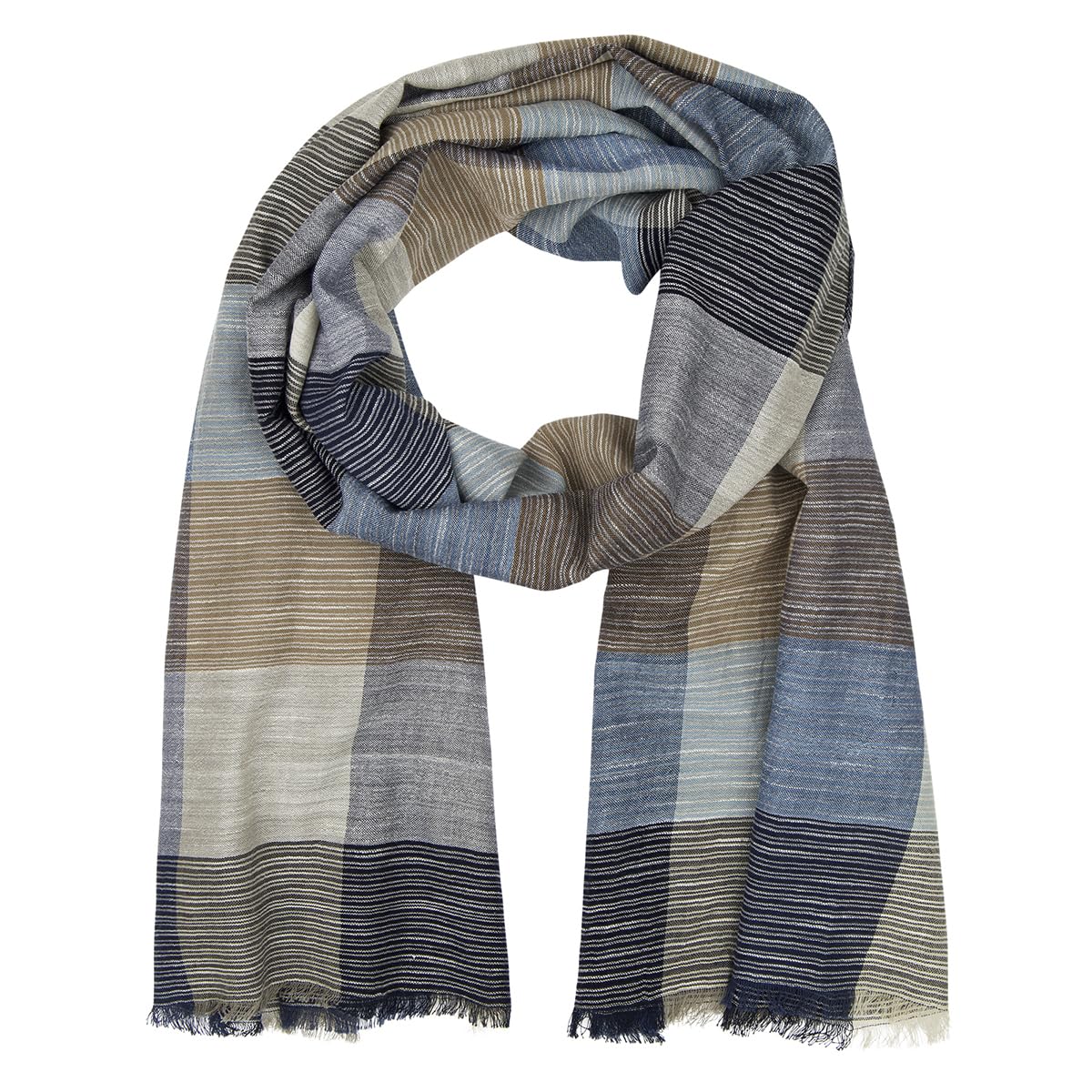 LINDENMANN Men's Scarf Lightweight 100% Organic Cotton Multi-Coloured, multi-coloured, One Size