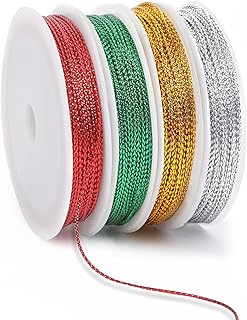 JUNEBRUSHS 87 Yards Christmas Metallic Cord Ornament String, Christmas R...