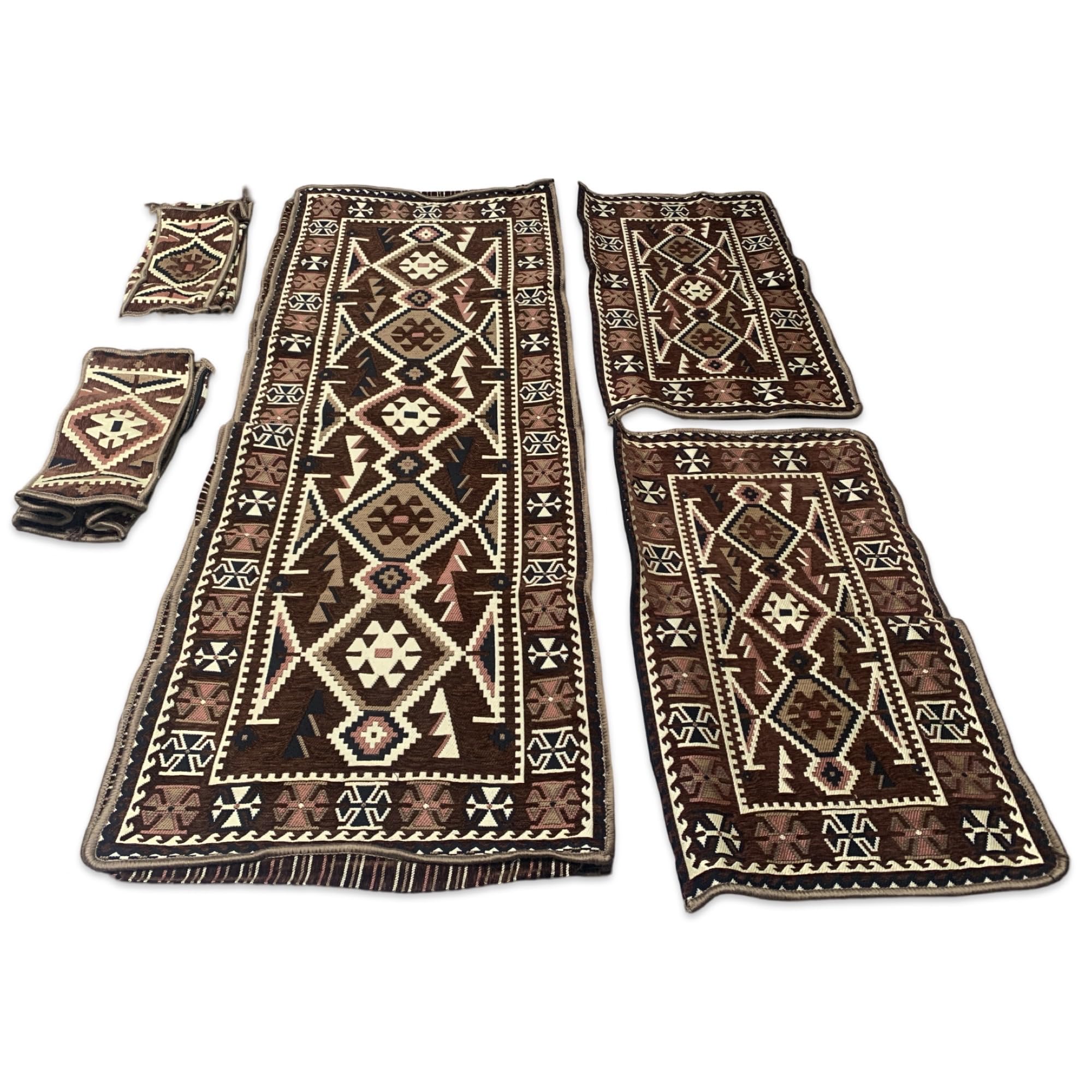 SPIRIT HOME INTERIORS Handmade Arabic Majlis Floor Sofa Set Covers, Moroccan Inspired Cushion Cover Set, Bohemian Floor Cushion Covers (Brown)