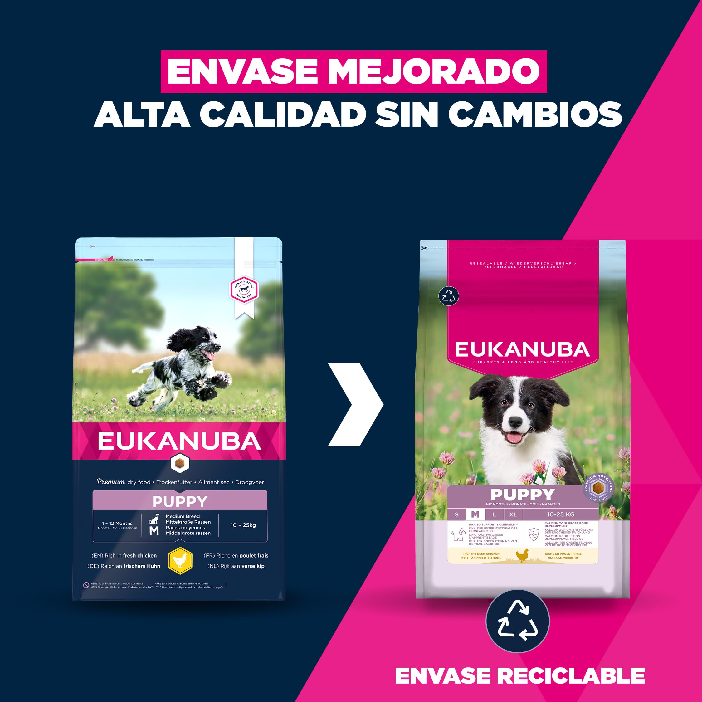 Eukanuba, alimento para Cachorros con Pollo fresco para Razas medianas - Alimento seco Premium para Perros Junior, 15 kg