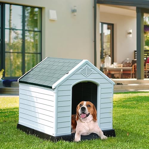 Miniatura 2 de YITAHOME Casa grande de plástico para perros al aire libre, interior aislada, refugio para cachorros, resistente al agua, fácil montaje, perrera