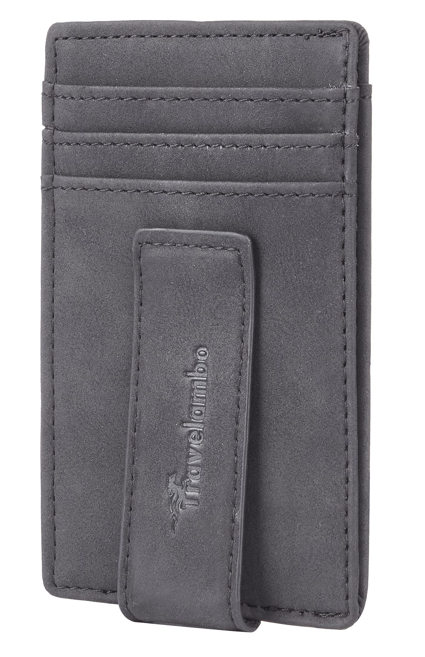 TravelamboMoney Clip Front Pocket Wallet Slim Minimalist Wallet RFID Blocking(Black Smooth)