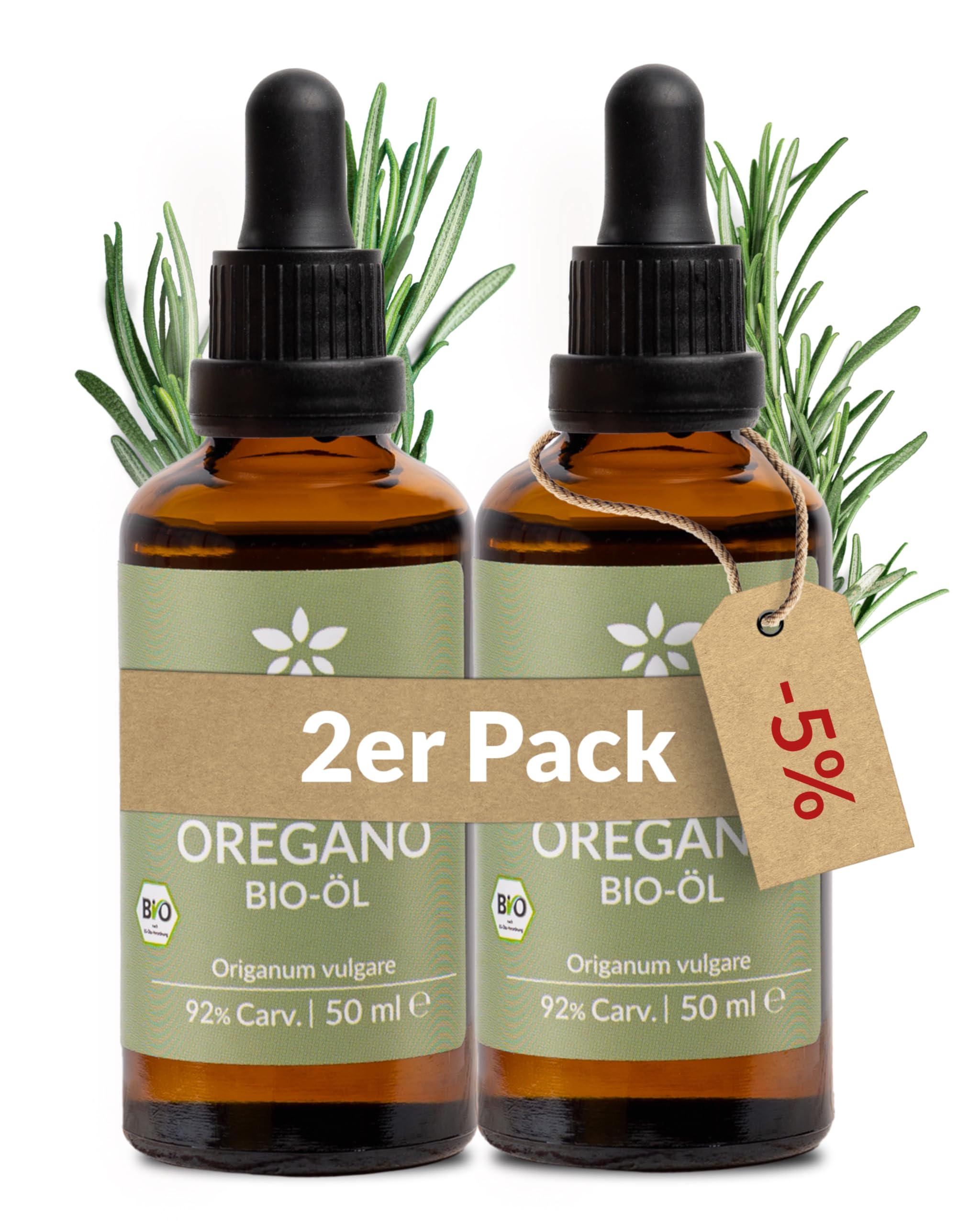 Heldengrün® BIO Oregano Öl [HOCHDOSIERT] zum Einnehmen 2x50 ml