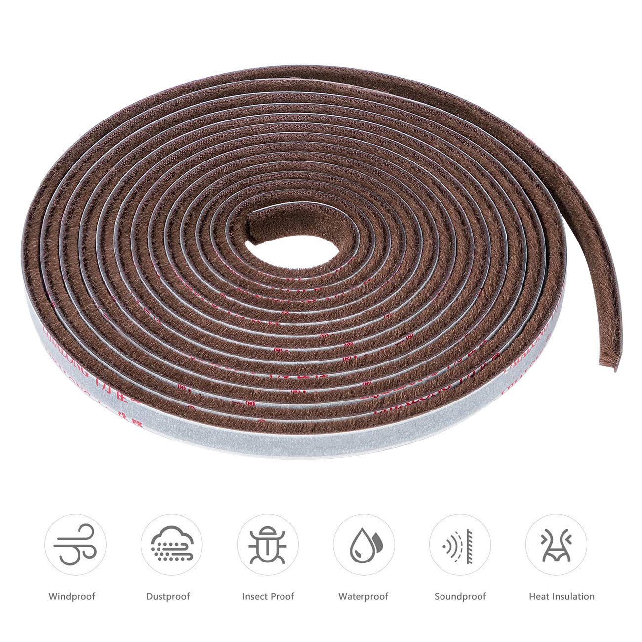 Weather Stripping for Windows, 11/32 inch x 3/16 inch x 16 Ft Brown