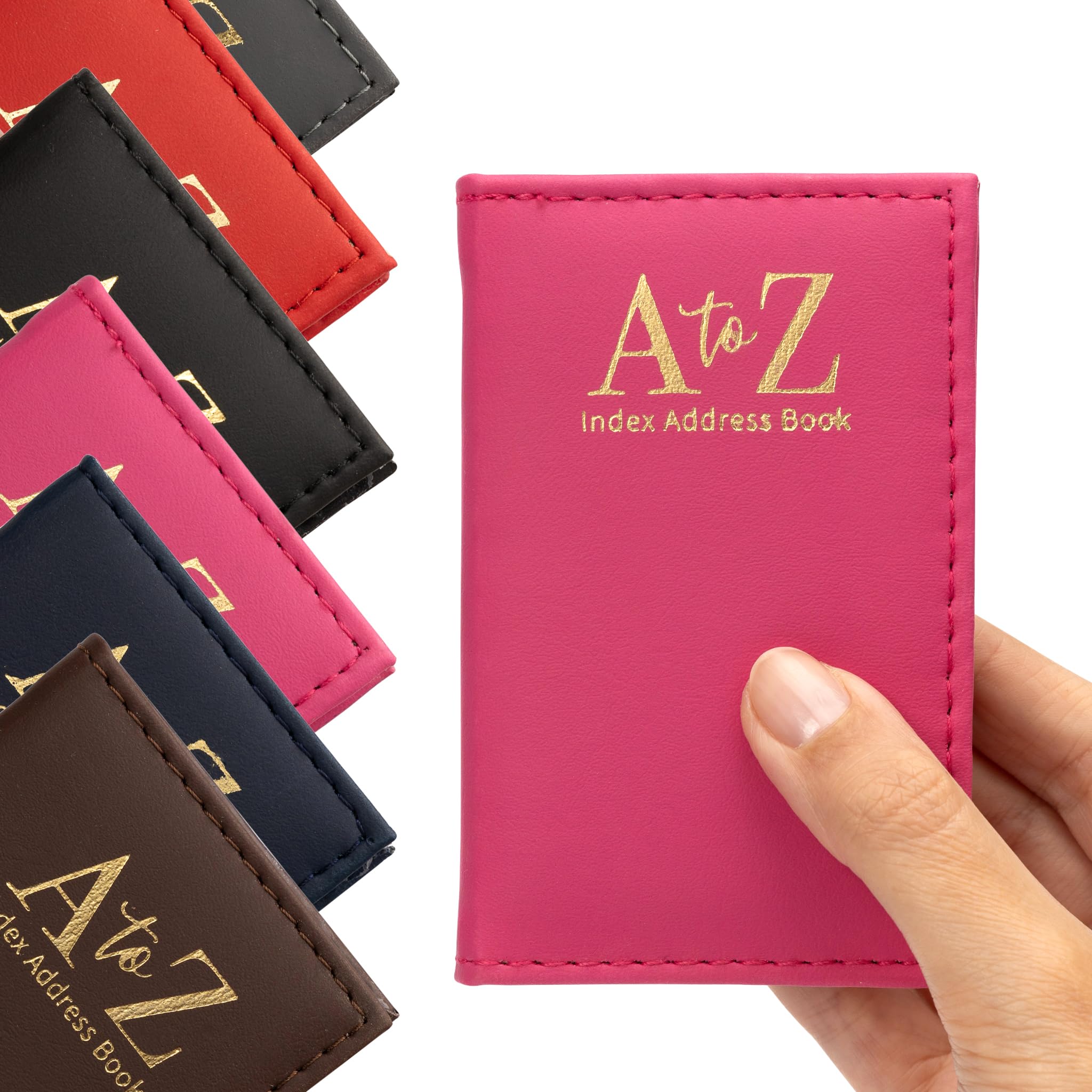Evelay Index Address Book Leather Look Cover Executive Padded Small Sizes Notebook A-Z (Pink)
