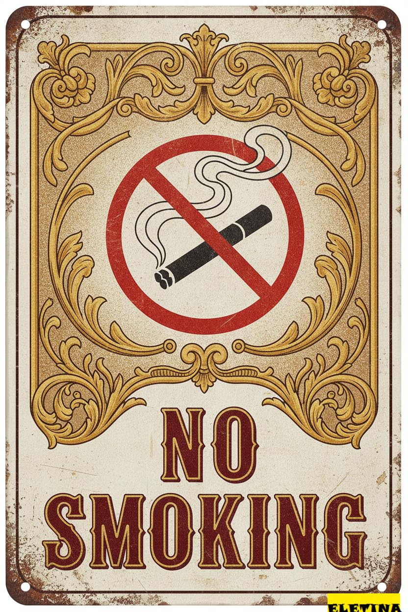 No Smoking Metal Tin Warning Sign Yard Road Street Outdoor Driveway Business Metal Decor 8x12in
