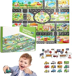 Tapete de estrada para carros de brinquedo | Tapete infantil para carro com conjunto de veículos - Tapete educacional para trânsito rodoviário, tapete para brincar, tapete multicolorido para Pochy