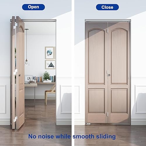 Miniatura 6 de JUBEST Herrajes para puerta plegable de 36 pulgadas, herrajes para puerta corrediza de granero para 2 puertas (18 pulgadas cada una), kit de