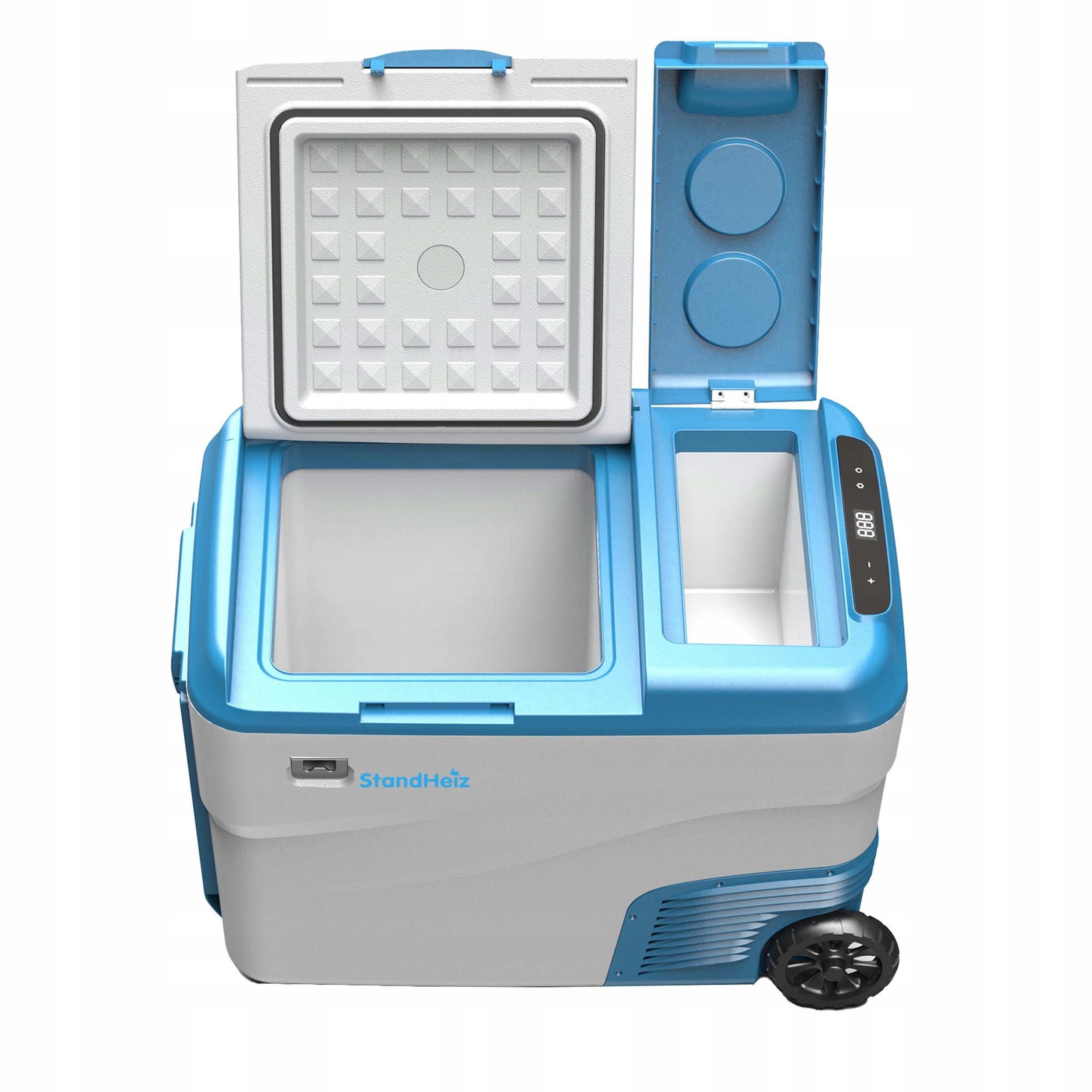 Kompressor Kühlbox 35L Camping Kompressor Kühlschrank 12V zwei Kammern Ideale Lösung für Wohnwagen und Personenkraftwagen, Wohnmobile, PKW LKW mit Gefrierschrank bis -20°C, angetrieben 12V, 24V, 230V