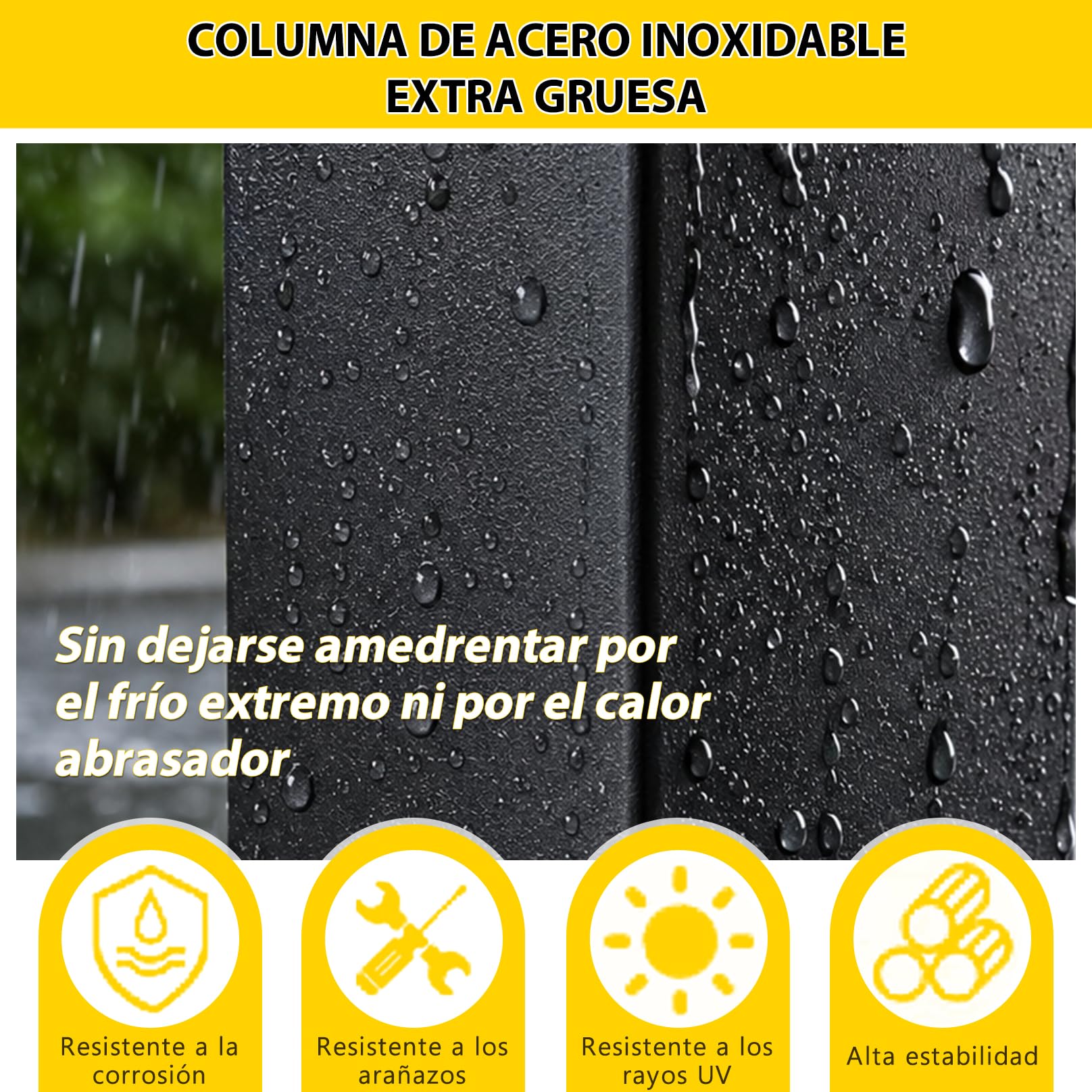 Grifo Exterior Decorativo a Prueba de Heladas, Grifo de Manguera de Jardín, Columna Agua Jardín Acero Inoxidable, Estación Dispensadora de Agua para Riego y Lavado 95cm