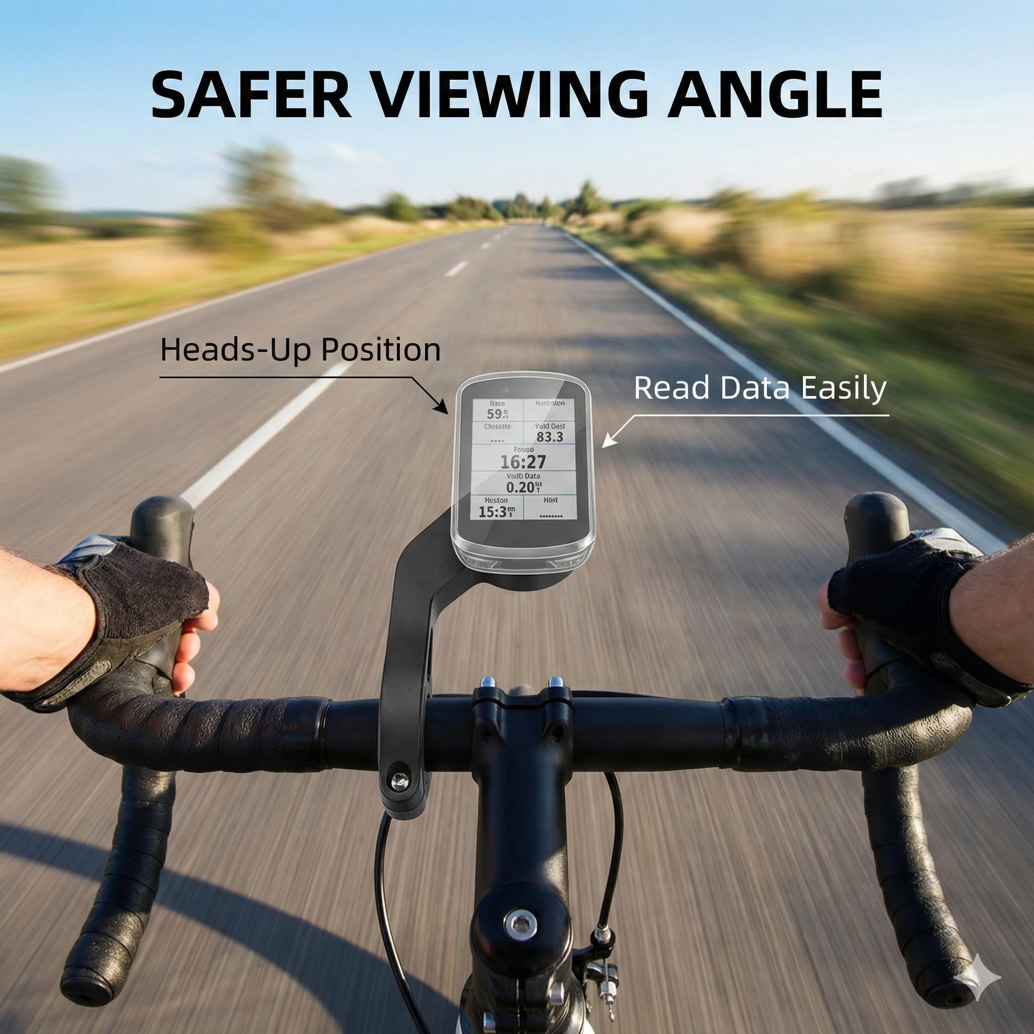 VertexOval Soporte de Bicicleta Frontal Compatible con Garmin Edge 1040 840 530 830 y iGPSPORT, Soporte Manillar Adelantado Ultraligero y Estable con 2 Anillos de Ajuste (34.6mm / 31.8mm) - 5