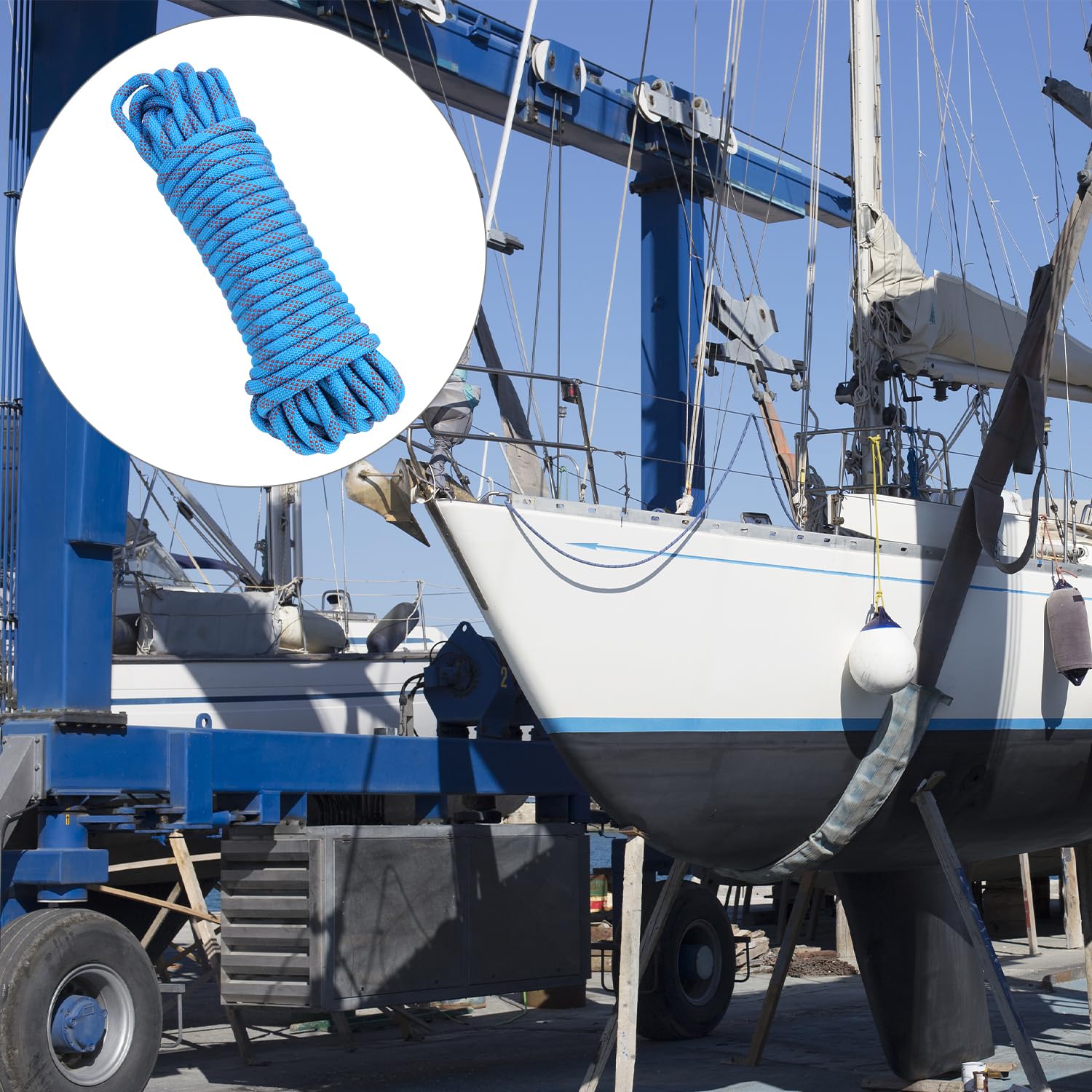 QWORK® Corde 10 mm x 20 m Bleue, Corde Extérieur, Antidérapante et Résistante, pour Agriculture, Tente