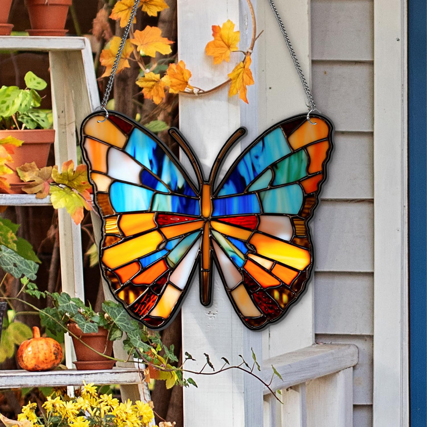 世界の珍蝶 ヴィンテージ ステンドグラス バタフライコレクション 蝶々 大型 送料無料*ステンドグラス風*蝶・バタフライ・ナチュラル雑貨