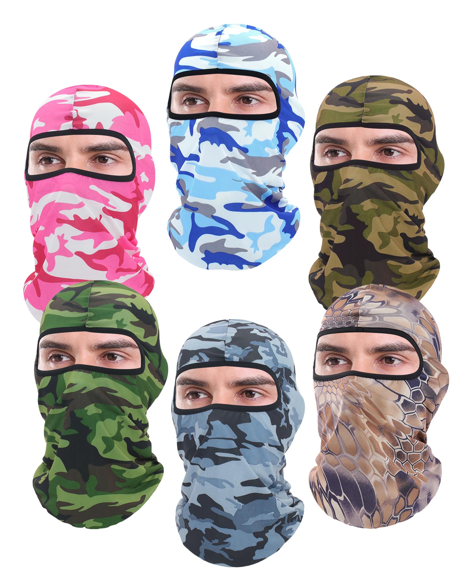 Xeoxarel Paquete de 6 pasamontañas de esquí para hombres y mujeres, cubierta de cara completa