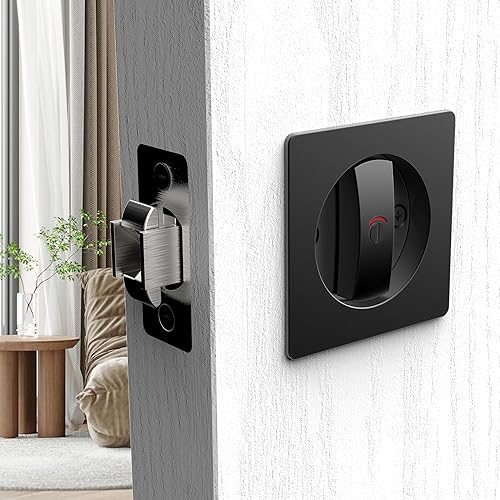 Miniatura 8 de Cerradura indicadora de bloqueo de puerta de bolsillo, manijas empotradas, pestillo de privacidad para camabaño para puerta de 1 38 pulgadas a 2 316