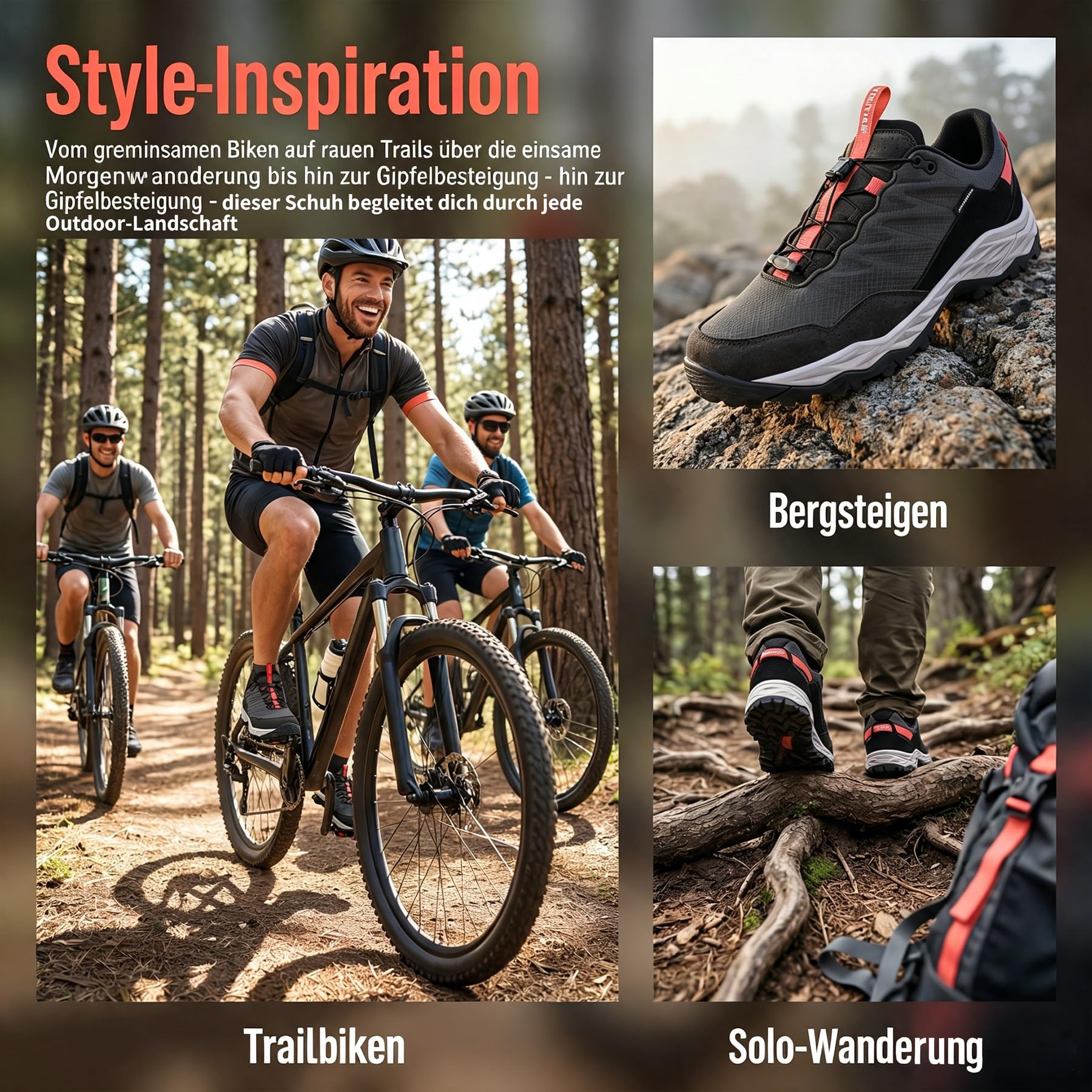 YOUTHUP Herren Wanderschuhe wasserdichte Low Freizeit Sportschuhe | Urban-Outdoor Style, Leicht & Atmungsaktiv für Langlebigkeit, Wasserdicht & Rutschfest für Trail