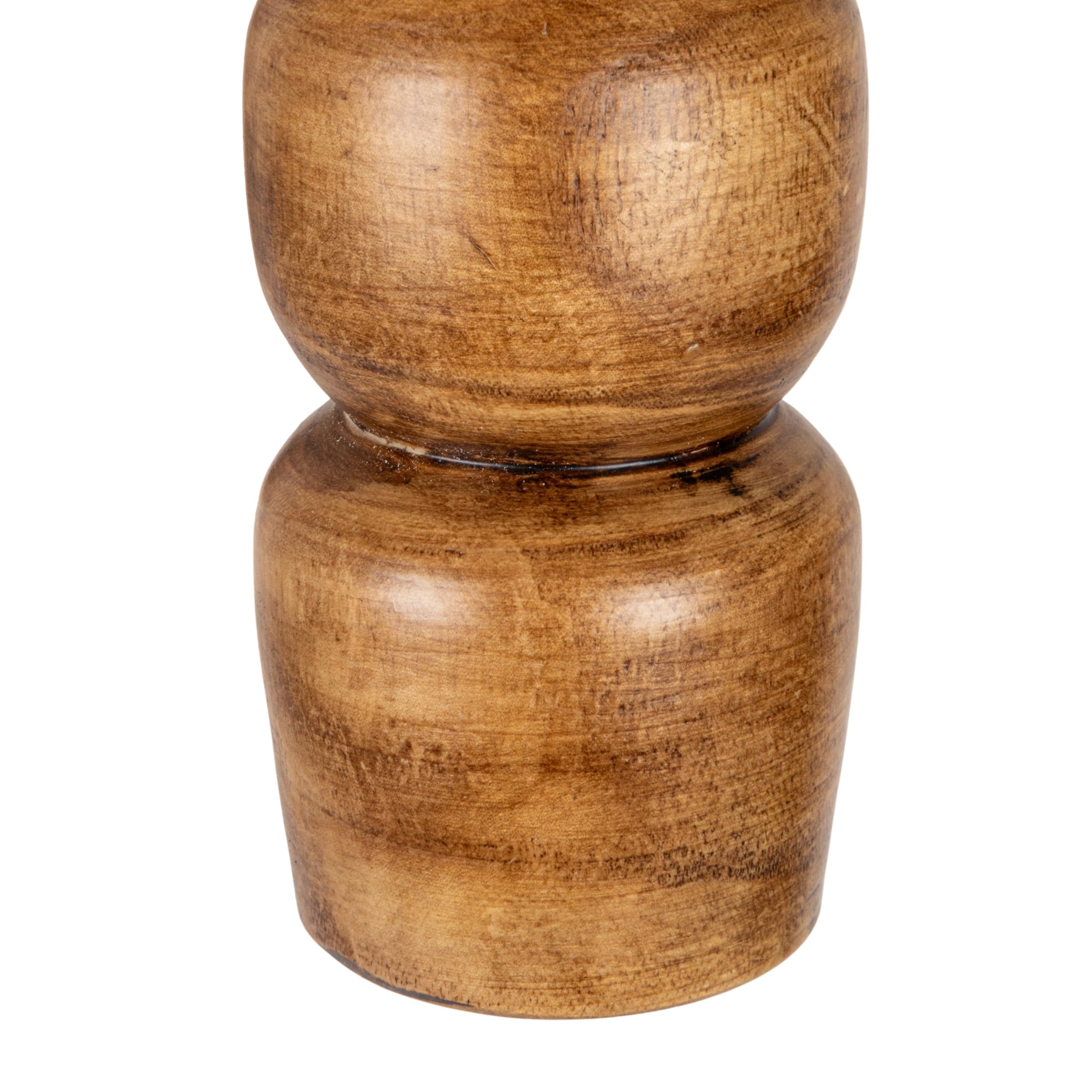 Creative Co-Op Paulownia Wood Bead Ball Tri-Pod Accent Table, Walnut