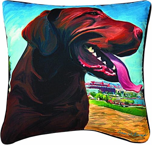 Miniatura 1 de Manual Vista desde la colina Chocolate Lab Paws y gato decorativas almohada cuadrada, 18-Inch