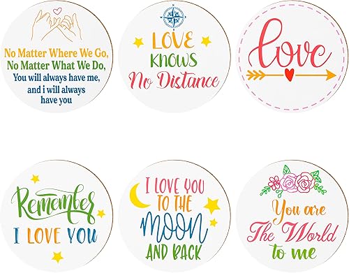 W1cwey Juego de 6 posavasos con texto en inglés "I Love You", bonitos posavasos absorbentes con base de corcho de fibra con 6 temas de amor