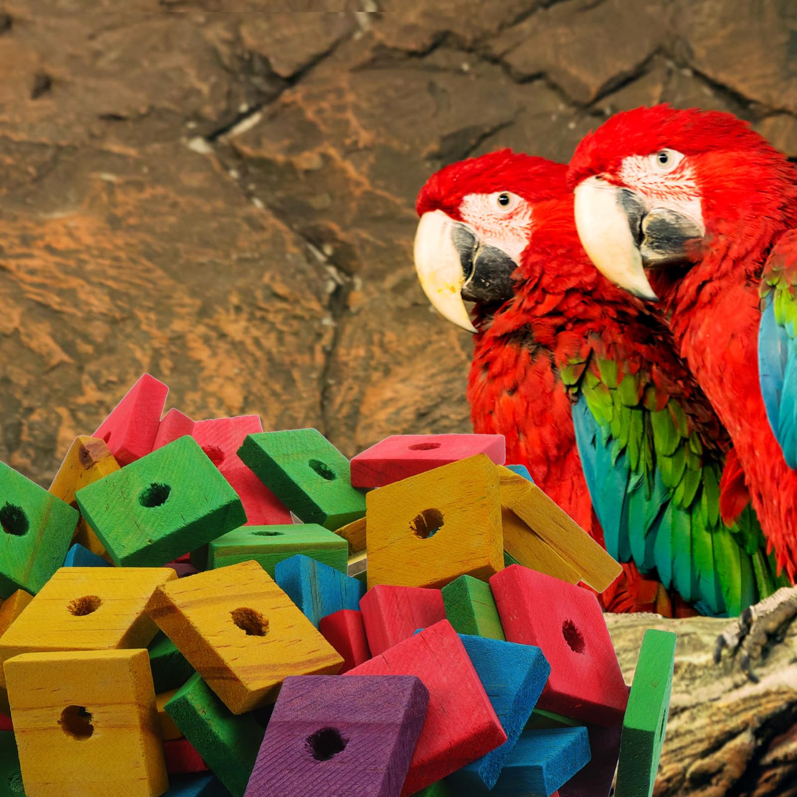 AOKWAWALIY Parrot Wood Chip Toys 100 Pieces Diy Bird Chewing Toy for Parakeets Cockatiels Small Birds Safe Wooden Bite Toy Enhancing Skills and Entertainment - Image 2