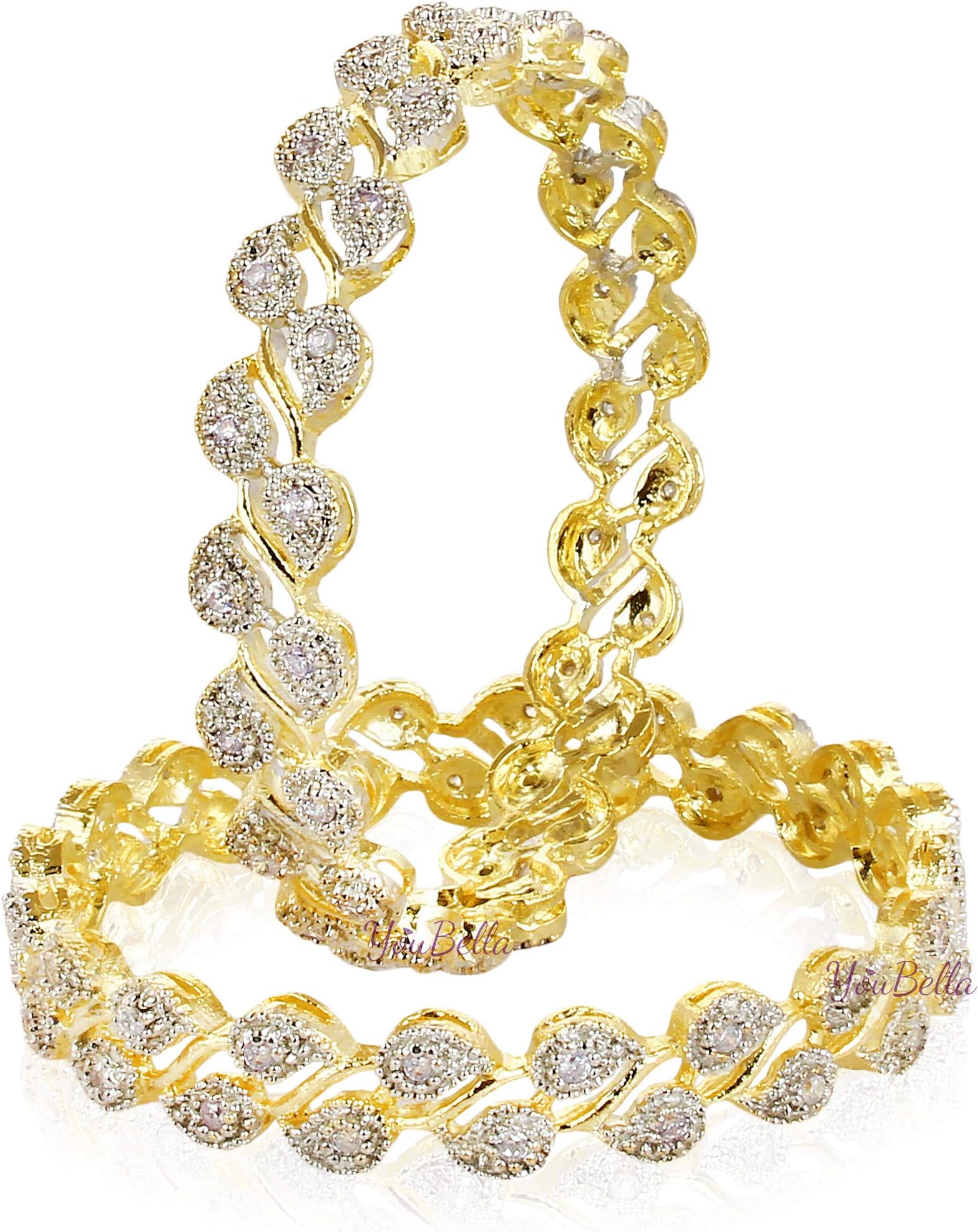Jewellery American Diamond Gold Plated Bangles For Women and Girls