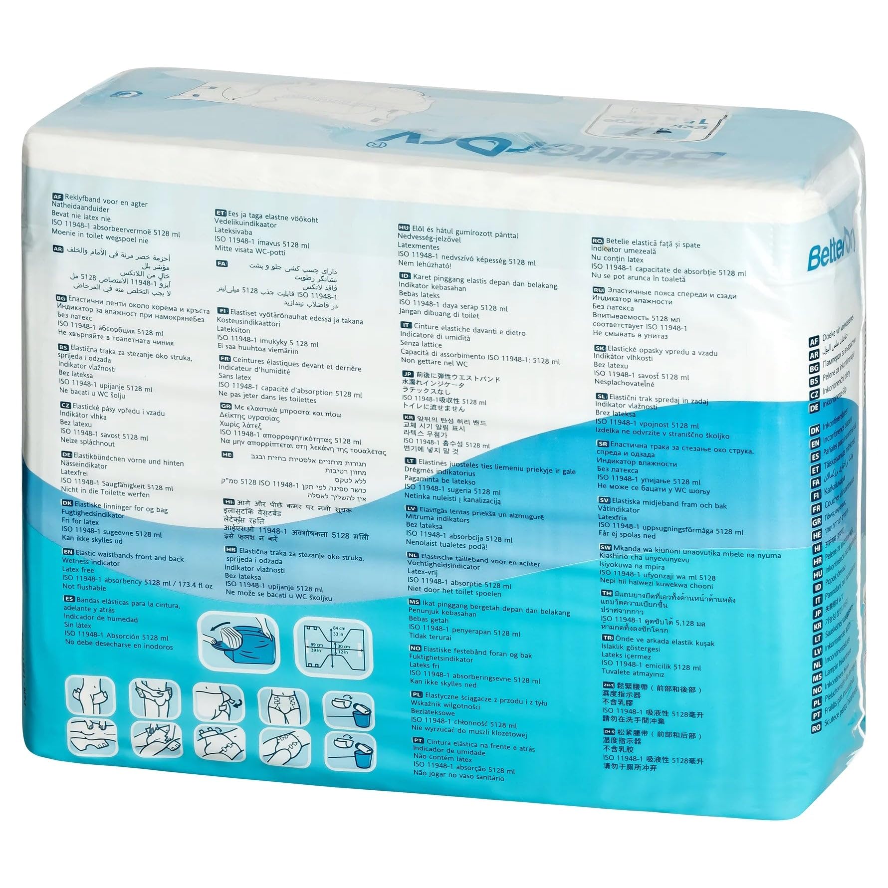 BetterDry Windeln für Erwachsene mit Kunststoffrückseite, Saugfähigkeit über Nacht, Unisex für Damen und Herren, Größe XL, 60 Stück