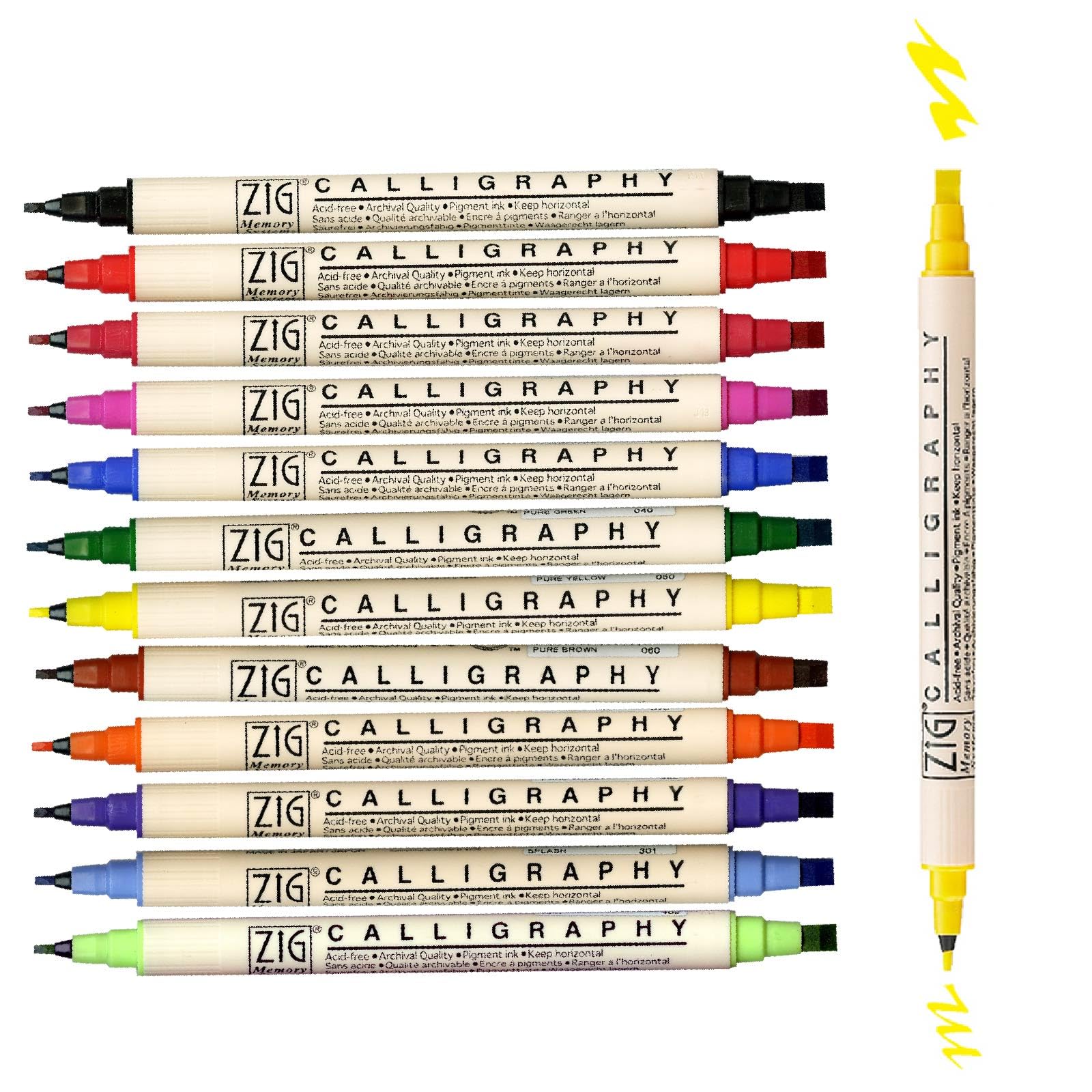 Amazon.com: Kuretake Zig Calligraphy Dual Tip Markers 12 Colors
