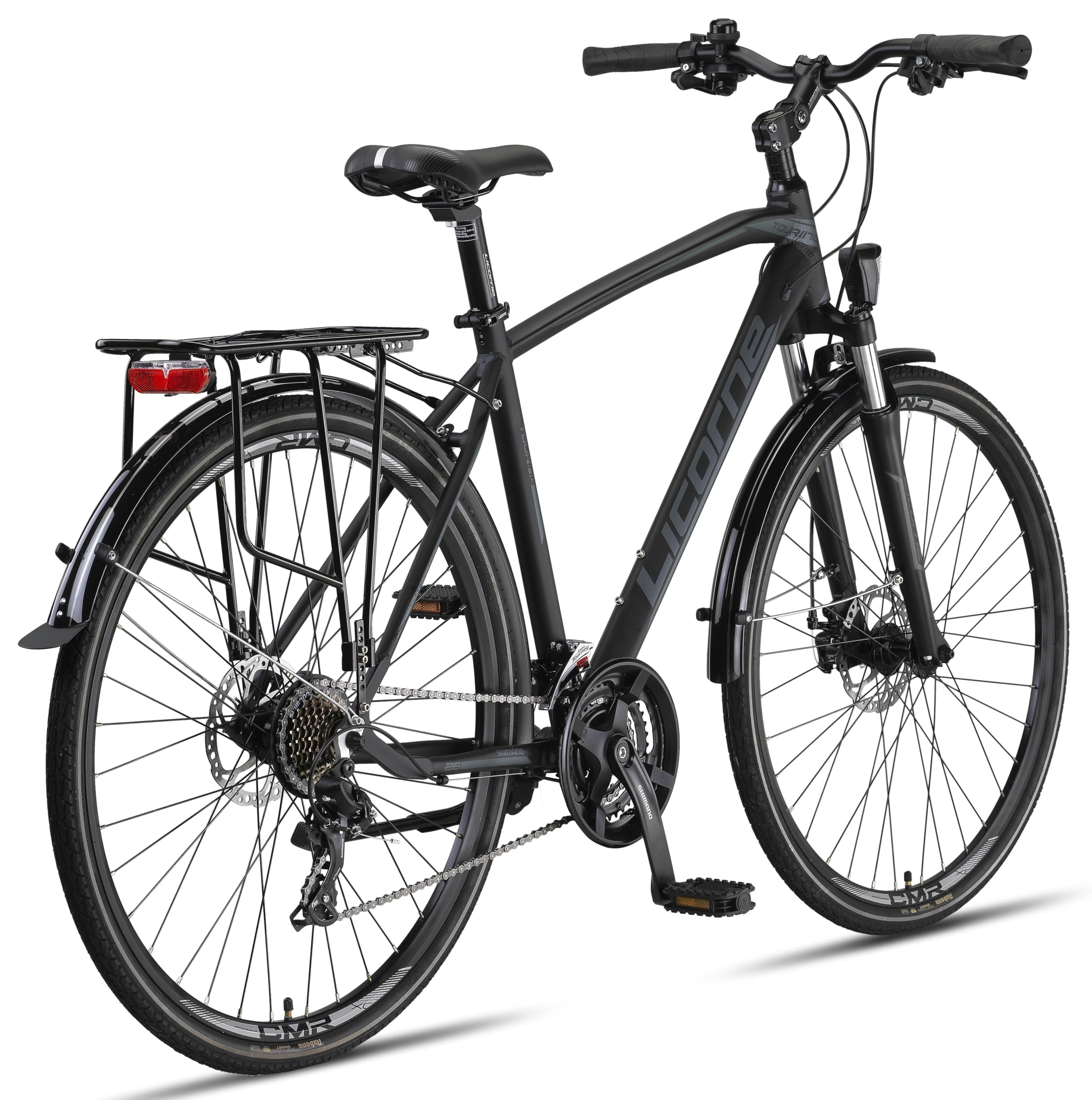 Licorne Bike Vélo de trekking de qualité supérieure en aluminium de 28” pour garçons, filles, femmes et hommes - 21 vitesses - VTT - Crossbike (homme, noir) Standard
