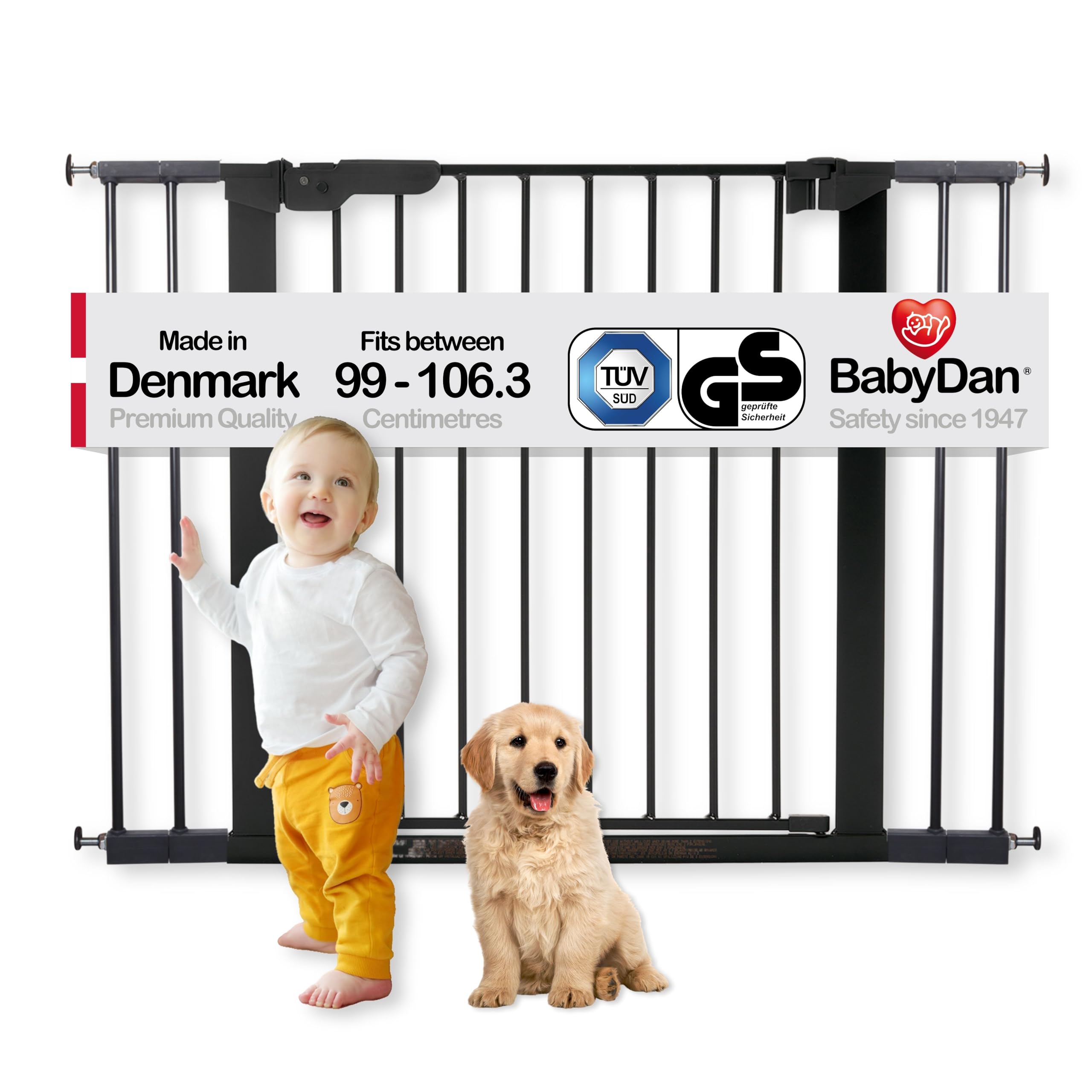 BabyDan Premier, Pressure Fit Stair Gate, 73.5-93.3 cm, Baby Gate/Safety Gate, Metal, White, Made in Denmark - (Pet Gate/Dog gate) — view 20