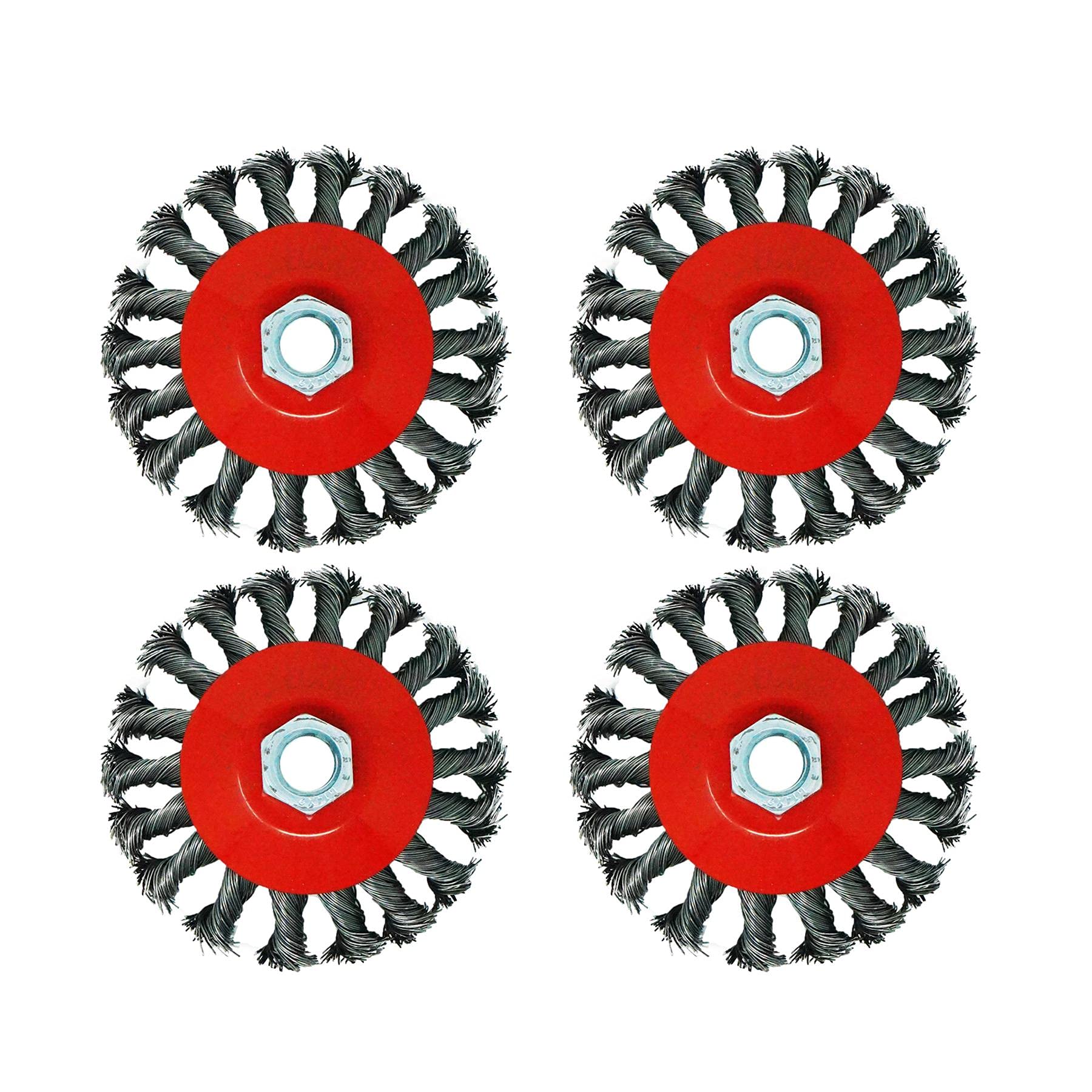Dapetz ® Wire Brush For Angle Grinder M14 Thread Wire Wheel Cup Twist Knot Semi Flat Brush Removal Weld Cleaning And Sanding Angle Grinder 100mm 4PCS