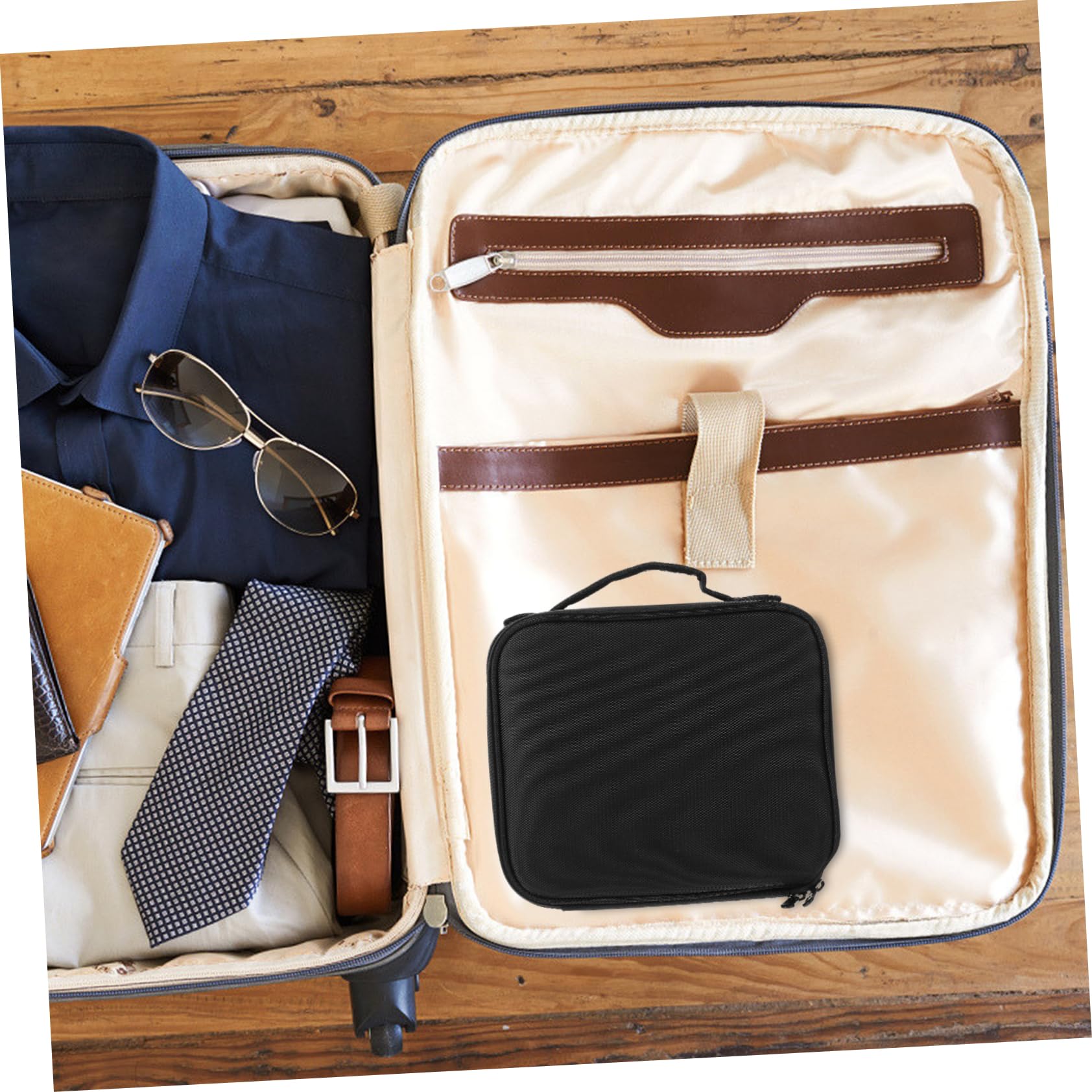 Trousse de Maquillage de Voyage en Nylon Poignée Noire