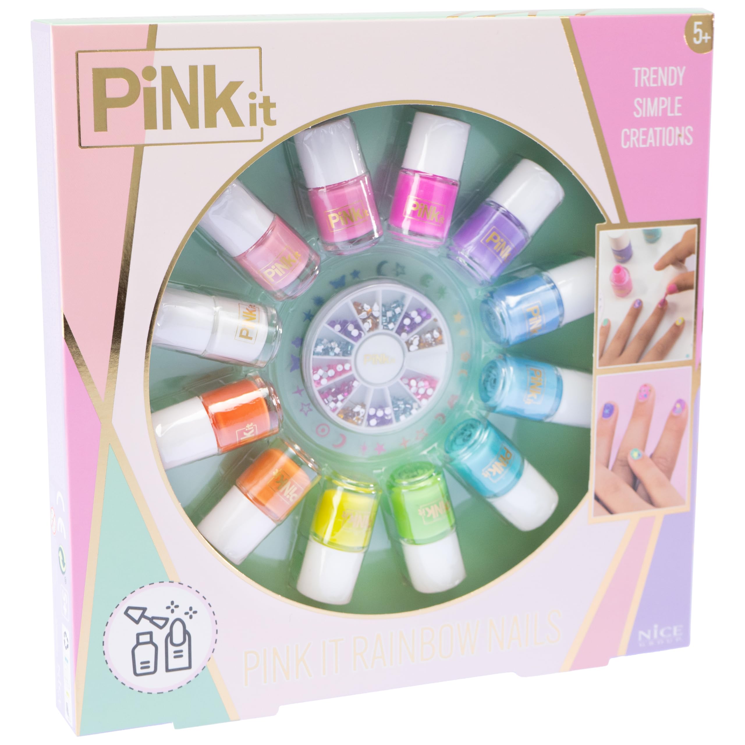 Nice Group Pink It Rainbow Nails, 1 zestaw do ozdabiania paznokci dla dzieci
