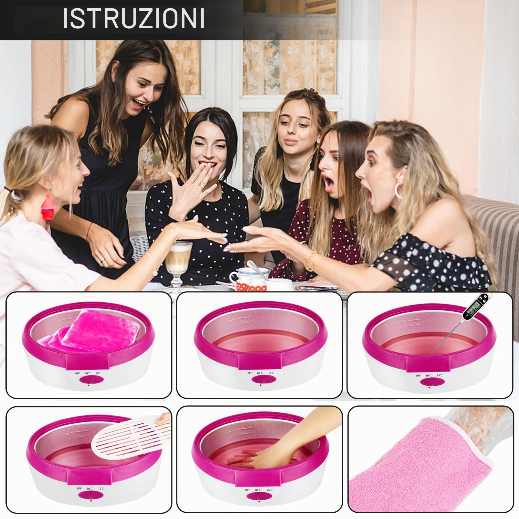 Bagno di Paraffina 265 W per Mani e Piedi, Forever Speed Cera di Paraffina Set Elettrico Paraffin Dispositivo Rosa