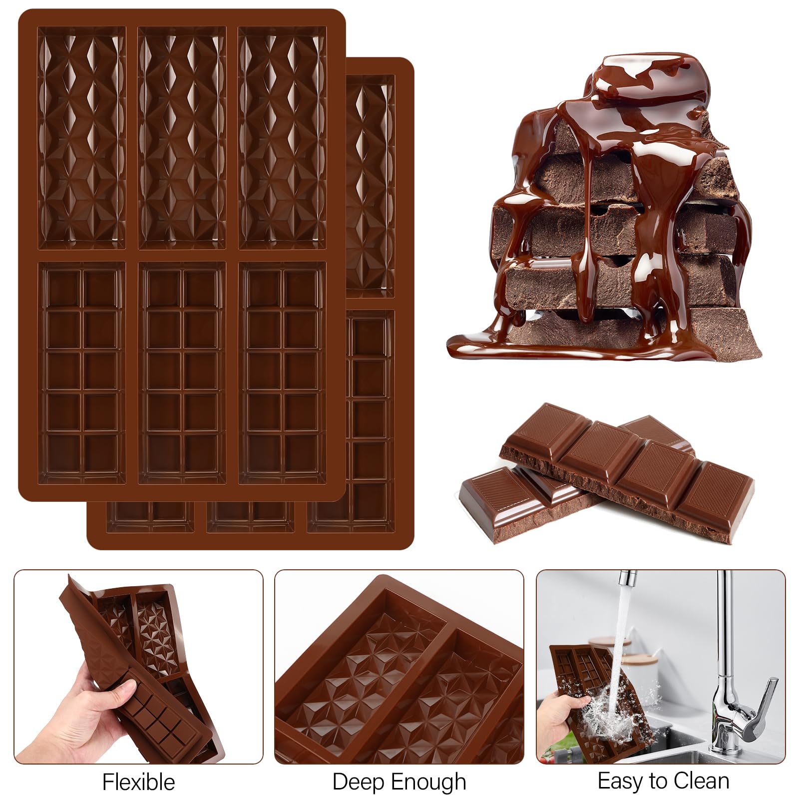 4 Pièces Moules à Chocolat en Silicone de Pâques, Oeuf Lapin Panier Forme Moules de Cuisson pour