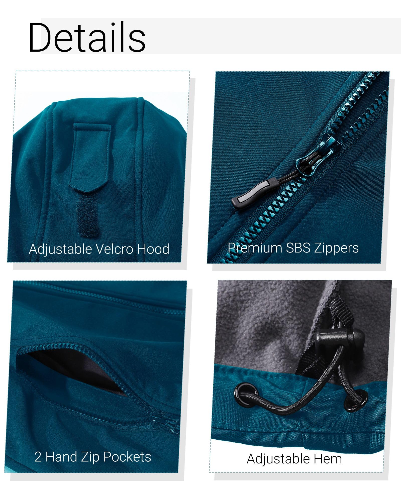 Outdoor Ventures Damen Softshelljacke Kurze Gefütterte Funktionsjacke Wasserdichte Übergangsjacke mit Abnehmbarer Kapuze Regenjacke Outdoor Regenmantel Softshellmantel für Wandern Laufen Sporten
