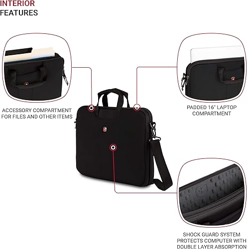 Miniatura 2 de Wenger Equipaje Slimcase Legacy, Negro -, Legacy - Funda acolchada para laptop con correa ajustable para el hombro