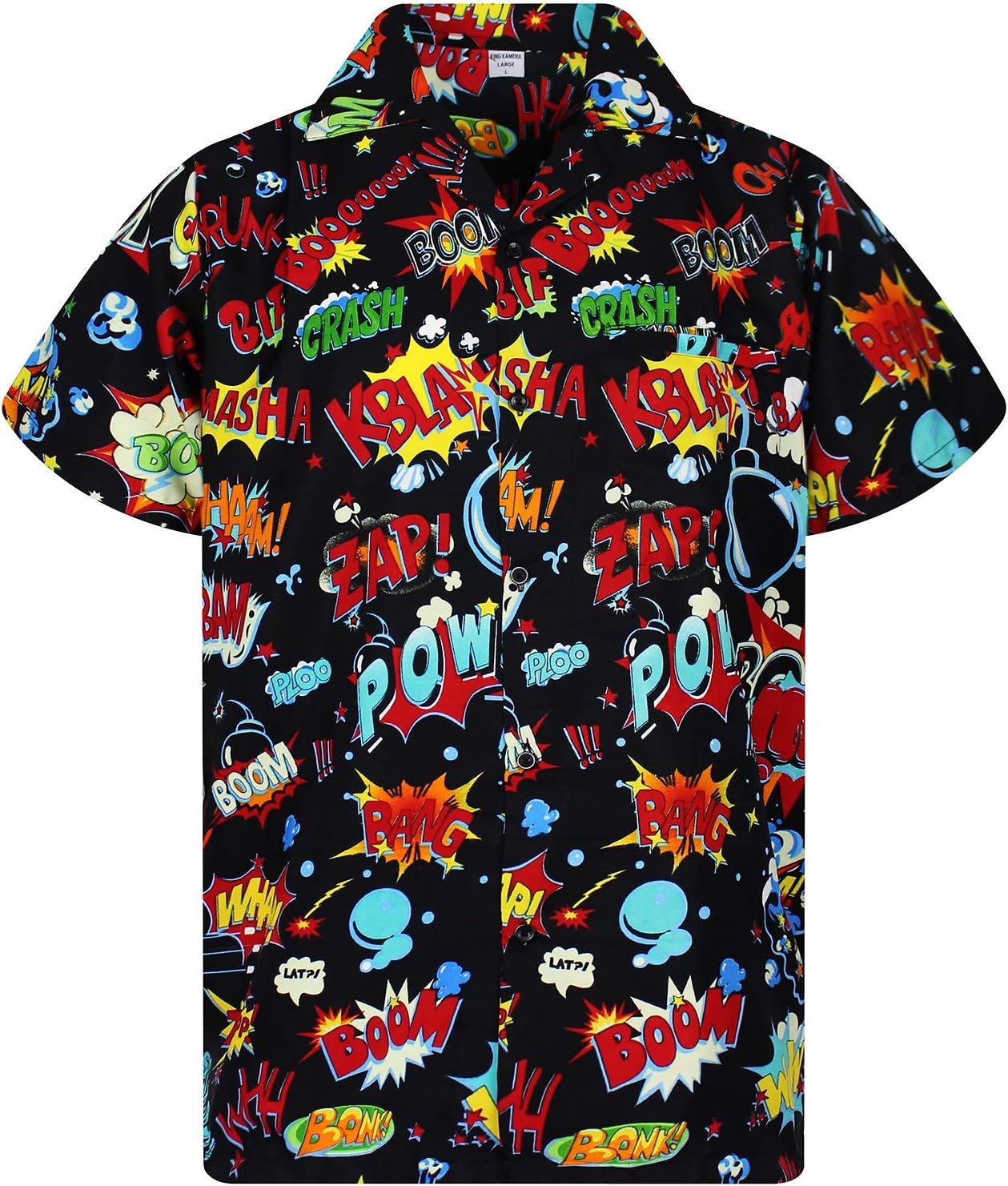 King Kameha Original Funky Hawaiian Shirt | Men | XS - 6XL | Short Sleeve | Hawaii Print | BoomBang Comic