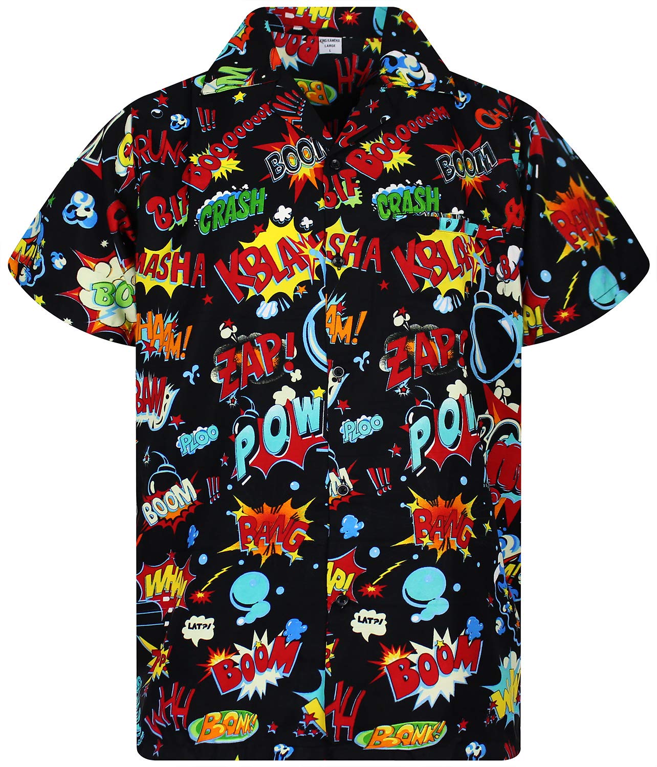 King Kameha Original Funky Hawaiian Shirt | Men | XS - 6XL | Short Sleeve | Hawaii Print | BoomBang Comic