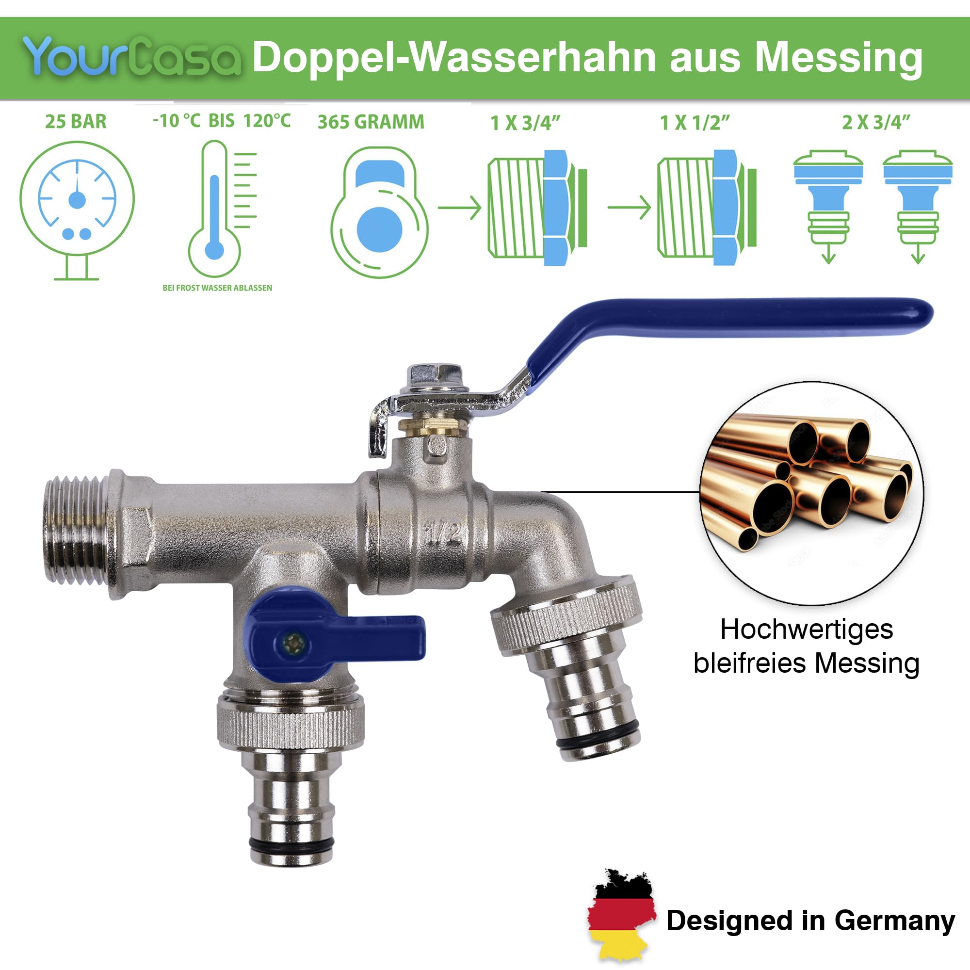 YourCasa Regentonne 240 Liter [Seabreeze] Regenfass Frostsicher aus Kunststoff mit Wasserhahn - Regenwassertonne - Wasserfass Regenwassertank Wassertonne für Garten (Creme Mit Wasserhahn)