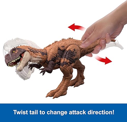 Miniatura 10 de Jurassic World - Figura de dinosaurio Gryposuchus Wild Roar con sonido de rugido continuo y acción de ataque, juguete físico posable y juego digital