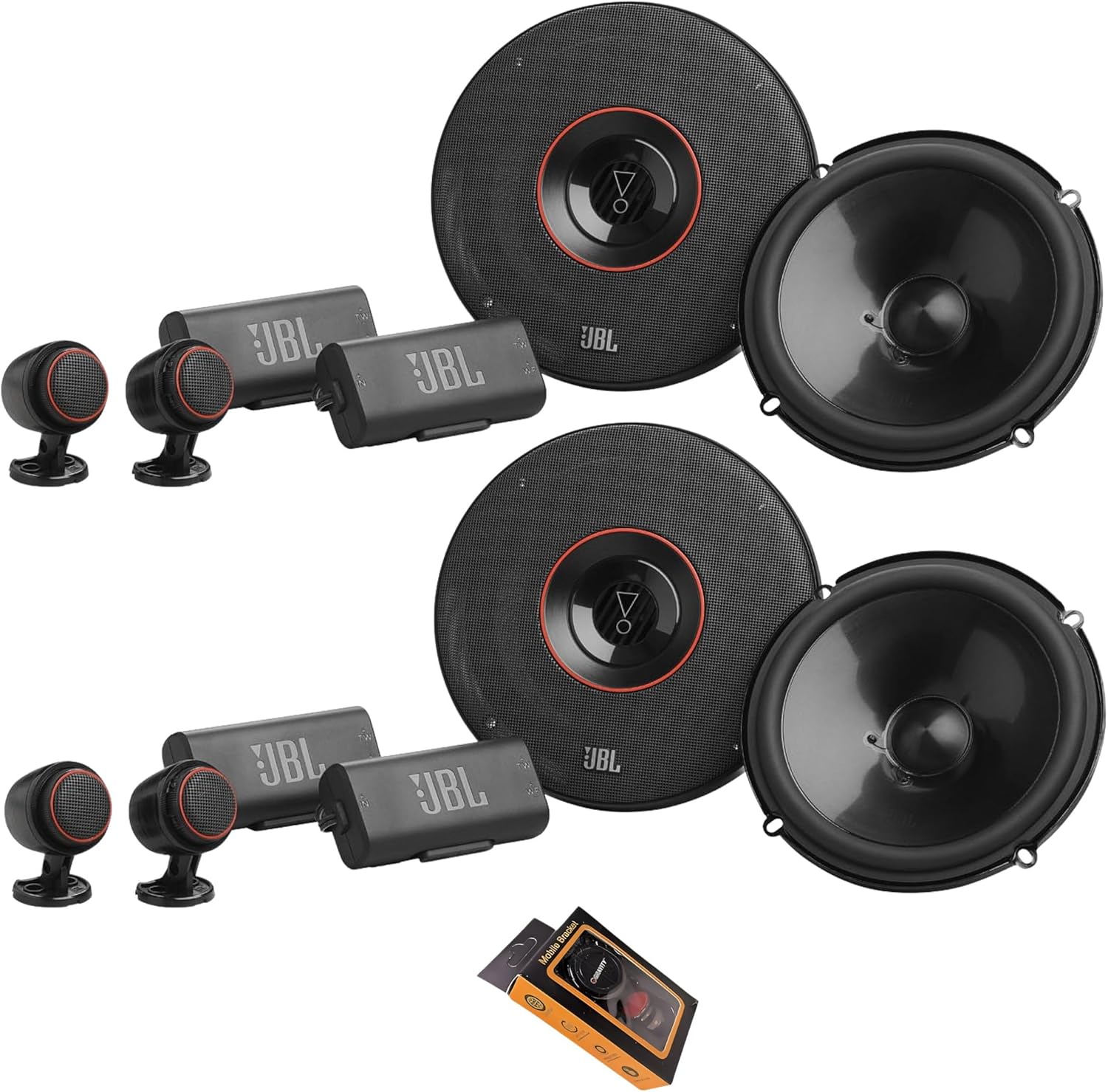 JBL 2X Club 64CTP 6.5” Two-Way Component Car Speakers with Tweeter Pods – 420W Max Combined, Premium 3-Ohm Audio Upgrade for Car Stereo Systems