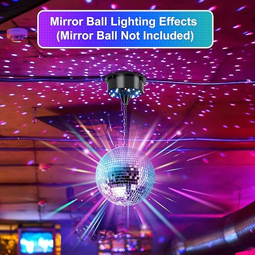 Miniatura 5 de NuLink Motor giratorio de bola de discoteca de 6 RPM con luces de espejo de discoteca, 2 modos para club nocturno interior, DJ, decoración de fiesta