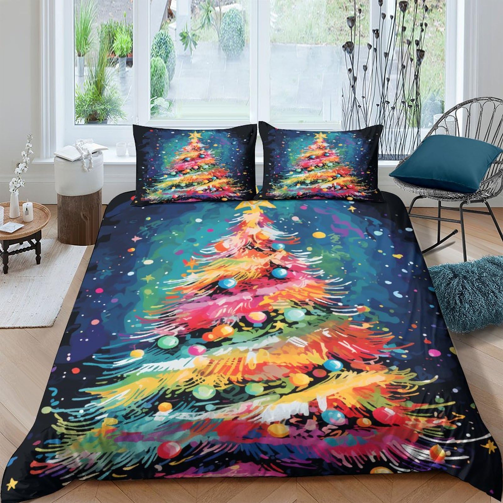 Parure de lit sapin de Noël 220x240cm pour des nuits d'hiver cocooning