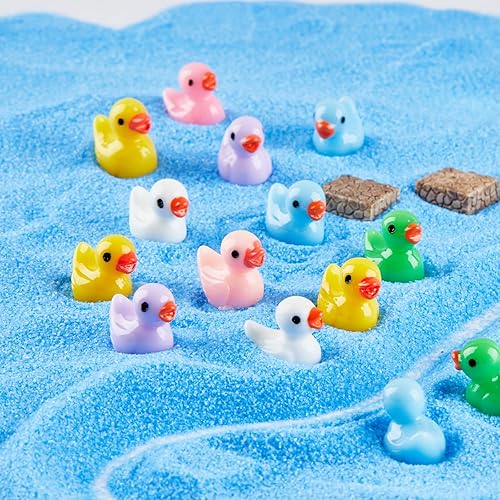 Miniatura 5 de 120 piezas de mini patos de resina, figuras en miniatura de pato pequeño a granel para fiestas, decoraciones de micro paisajes, adornos de acuario