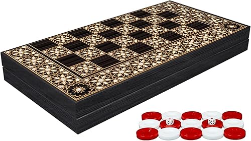 LaModaHome Juego de backgammon prémium para adultos y niños, tabla plegable de madera, ropa magnética, juegos clásicos turcos de viaje, diversión